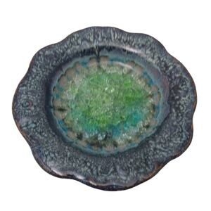 Colorado Pottery Made In USA Crackle Glass Dish